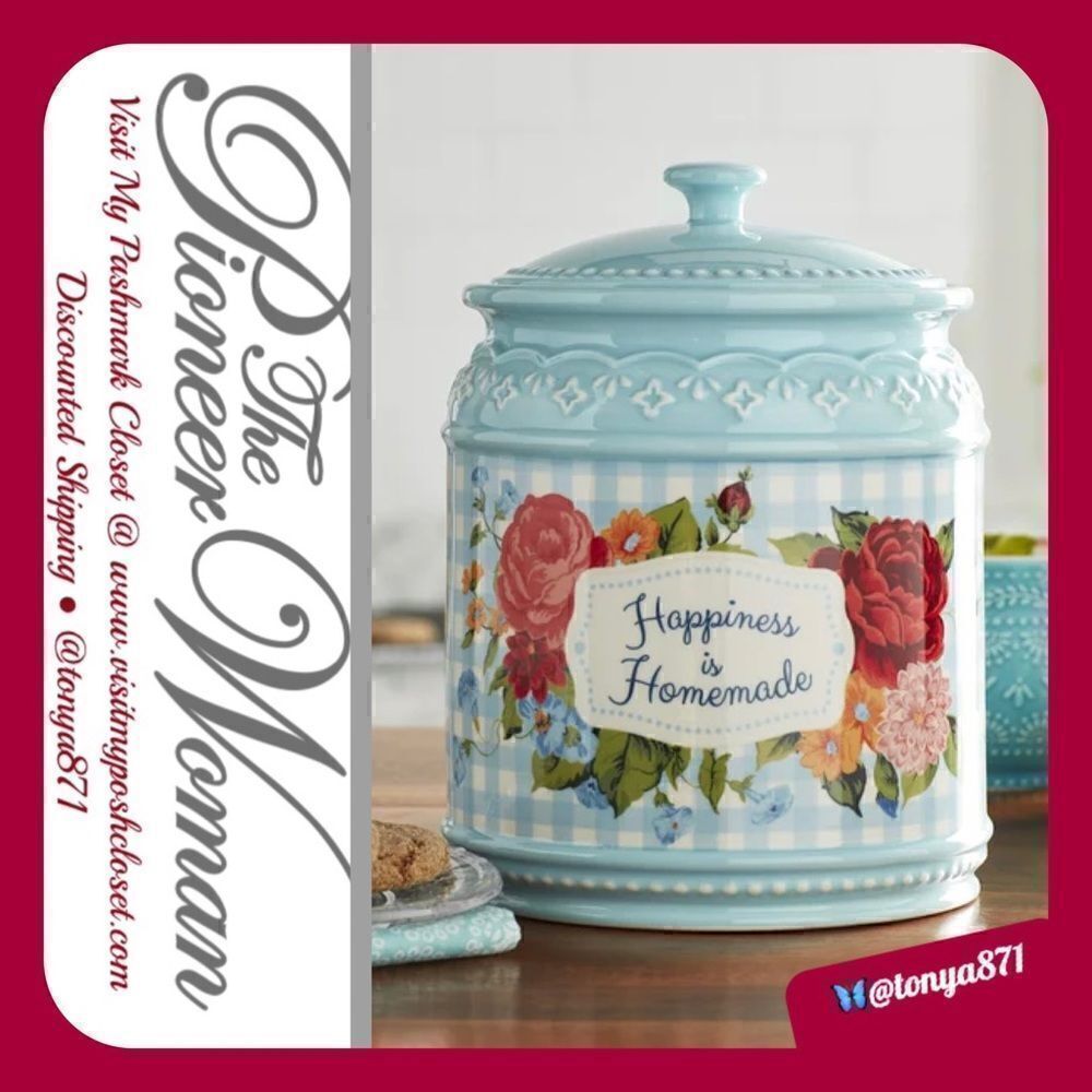 🦋 New Pioneer Woman Sweet Rose Ceramic Cookie Jar